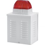 ABUS SG3210 Sirenen-Attrappe in Weiss-Grau mit roter Blitzabdeckung für die Aussenwand