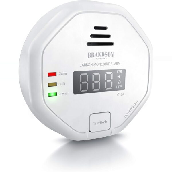Brandson Kohlenmonoxid-Melder in Weiss mit LCD-Anzeige der CO-Konzentration