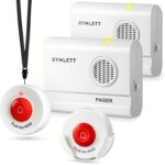 SYNLETT Pflegeruf-Set mit zwei roten Notrufknöpfen und zwei tragbaren Pagern