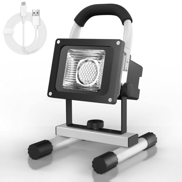 T-SUN Akku-Baustrahler 30 W aus Aluminium mit Tragebügel und drehbarem Sockel