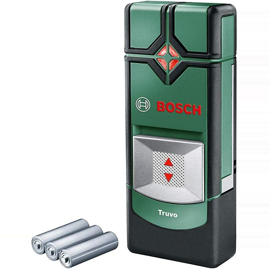 Bosch Truvo Ortungsgerät für Metall und stromführende Leitungen, 0603681200 – Ansicht 1 Bosch Truvo Ortungsgerät in Grün mit LED-Ampel und Markierungsschlitzen