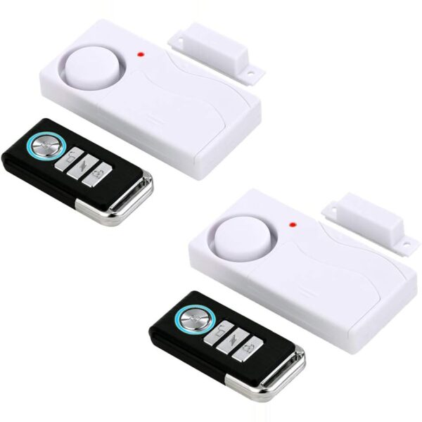 HENDUN SF03RCD Türalarm mit Magnetkontakt und Fernbedienung, zwei weisse Melder