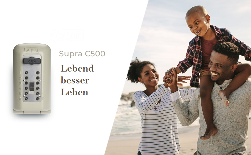 SUPRA C500 Schlüsseltresor für die Wandmontage mit Drucktastenfeld und aufgeklappter Wetterabdeckung – Detail 1