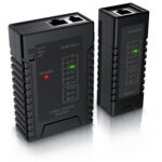 CSL Netzwerk-Kabeltester in Schwarz mit Haupteinheit, abnehmbarer Remote-Einheit und LED-Reihe