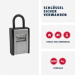 ABUS KeyGarage 797 Schlüsselbox mit silberner Zahlenradklappe und schwarzem kunststoffummanteltem Bügel