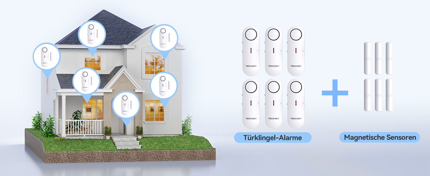 TECKNET Türalarm 6er-Set in Weiss, Kontaktmelder mit Gegenstück für Tür und Fenster – Detail 2