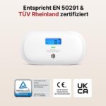 X-Sense XC0C-SR Kohlenmonoxid-Melder in Weiss mit digitalem Display und Testtaste