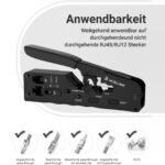 VCELINK Crimpzange für RJ45 mit Cat-7-Steckern, Knickschutztüllen und Einfädelhilfen