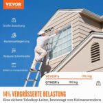 VEVOR Teleskopleiter aus Aluminium, auf 3,2 Meter ausgezogen, mit 11 Stufen und rutschfesten Füssen