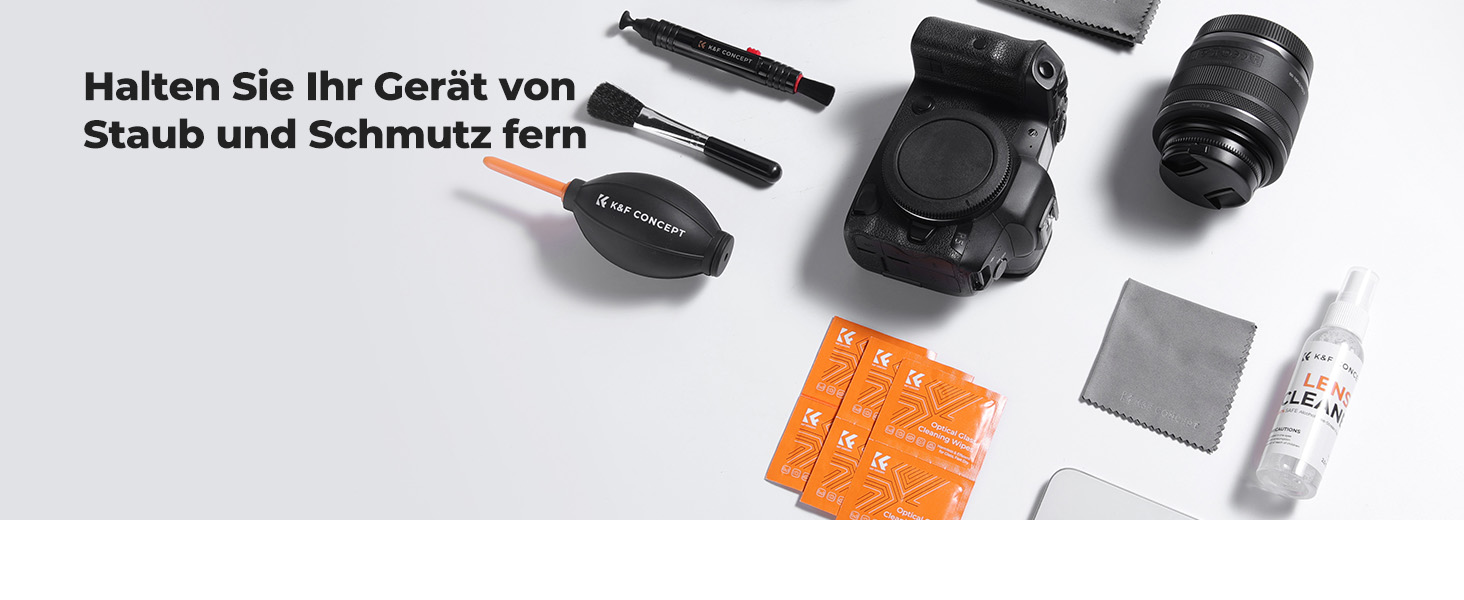 K&F Concept 15-in-1 Reinigungsset mit Blasebalg, Reinigungsstift, Pinsel und Mikrofasertüchern – Detail 2