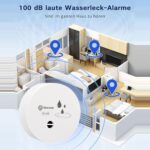 Zwei runde weisse Geevon Wassermelder mit Metallkontakten an der Unterseite