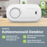 FireAngel FA3313 Kohlenmonoxidmelder in Weiss mit Display, freistehend und wandmontierbar