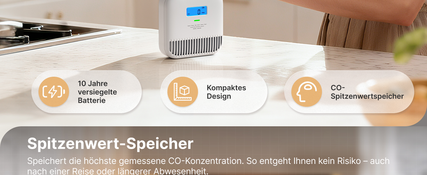 X-Sense XC0K-SN Kohlenmonoxidmelder mit LCD-Anzeige – Detail 2