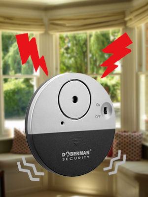 WER Doberman Fensteralarm mit Vibrationssensor, vier flache Sensoren im Set – Detail 2