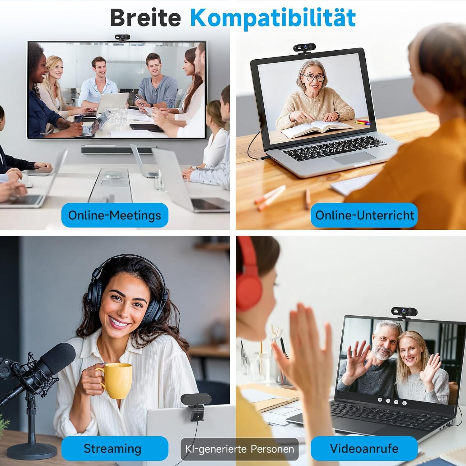 Nutzung in Online-Meetings, im Unterricht, beim Streaming und bei Videoanrufen