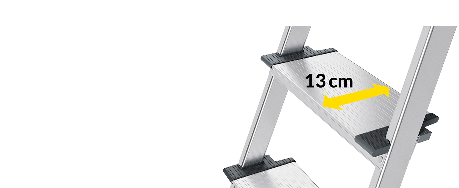 Hailo L80 ComfortLine Alu-Stehleiter mit drei XXL-Stufen, Plattform und Ablageschale – Detail 2