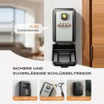 Mohard Schlüsseltresor 8107 in Grau mit geöffnetem Wetterdeckel und vier Zahlenrädchen