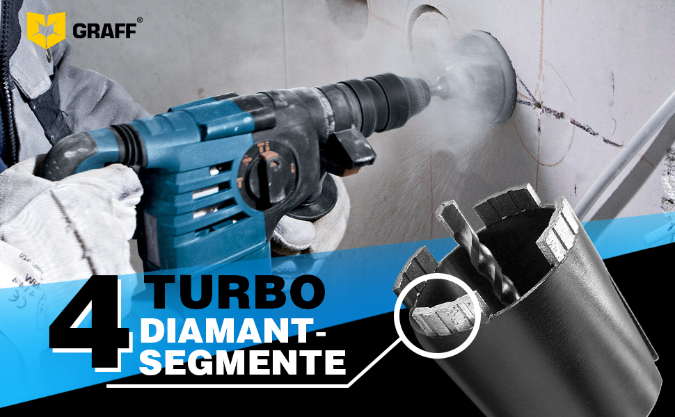 GRAFF Diamant-Bohrkrone 68 mm mit Zentrierbohrer und SDS-Plus-Adapter – Detail 2