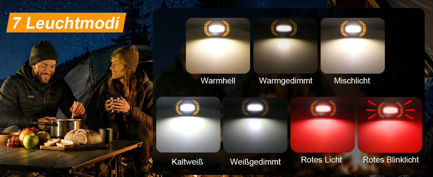 Zwei gelbe Darbony LED-Akkustrahler mit 30 Watt, Display und verstellbarem Griff – Detail 2