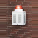 ABUS SG3210 Sirenen-Attrappe in Weiss-Grau mit roter Blitzabdeckung für die Aussenwand