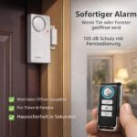 HENDUN SF03RCD Türalarm mit Magnetkontakt und Fernbedienung, zwei weisse Melder