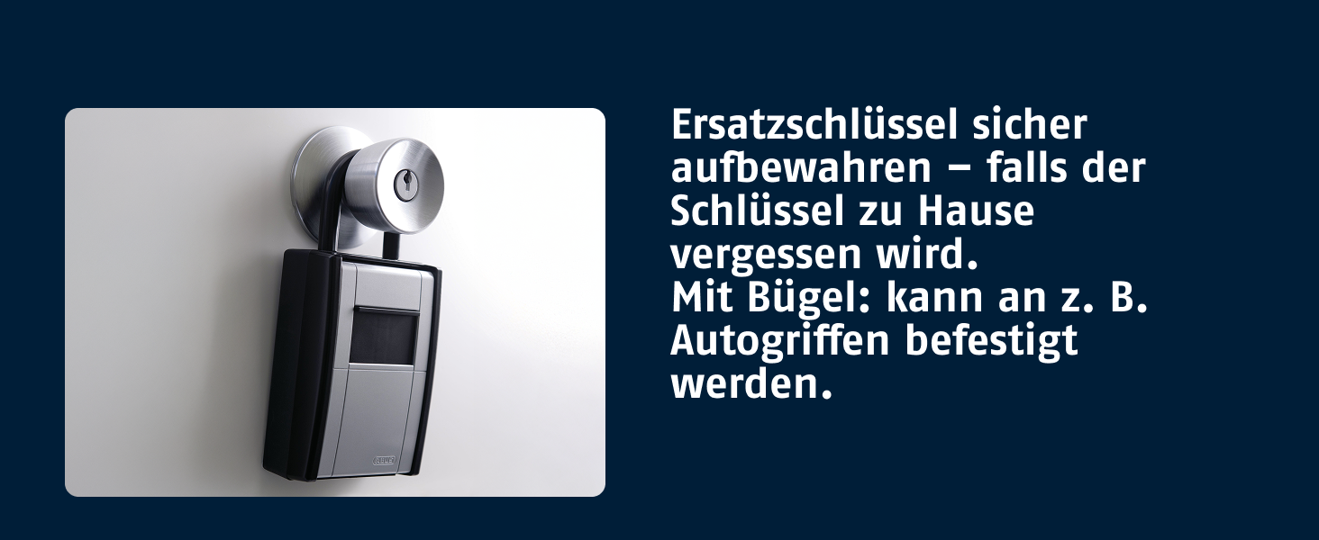ABUS KeyGarage 797 Schlüsselbox mit silberner Zahlenradklappe und schwarzem kunststoffummanteltem Bügel – Detail 2