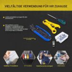 KOTTO Kompressionszange und Abisolierzange für Koaxialkabel mit 20 F-Steckern und Tasche