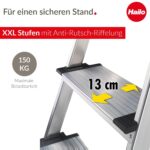 Hailo L80 ComfortLine Alu-Stehleiter mit drei XXL-Stufen, Plattform und Ablageschale