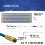 Faithfull FAICRS330 Kabelzugstangen-Set mit zehn Fiberglasstangen, Zubehörteilen und Aufbewahrungsrohr