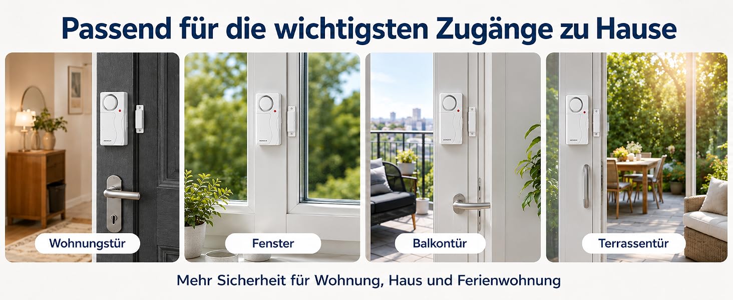 HENDUN SF03RCD Türalarm mit Magnetkontakt und Fernbedienung, zwei weisse Melder – Detail 2