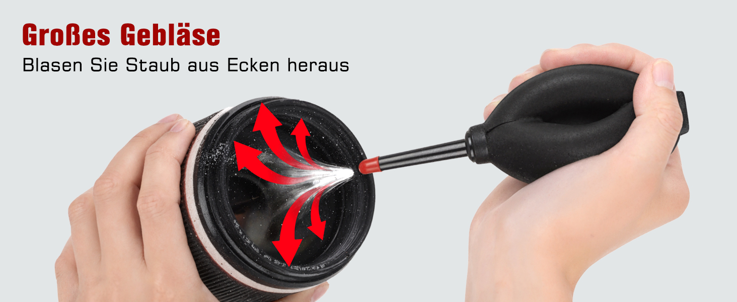 Zacro Reinigungsset für Kameras mit Blasebalg, Linsenstift, Pinseln, Tüchern und Box – Detail 2