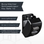 BURG-WÄCHTER Key Safe 10 SB Schlüsseltresor in Schwarz mit vier Zahlenrollen für die Wandmontage