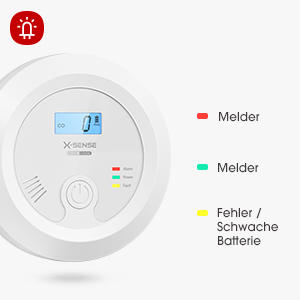 X-Sense CO03B Kohlenmonoxidmelder mit hinterleuchtetem LCD und Prüftaste – Detail 3