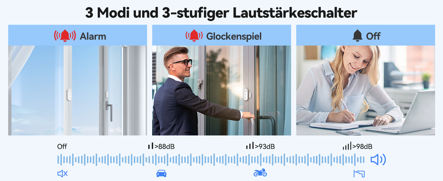 TECKNET Türalarm 6er-Set in Weiss, Kontaktmelder mit Gegenstück für Tür und Fenster – Detail 3