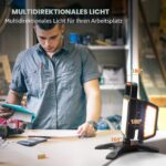 SYLSTAR WL013 LED Akku-Strahler mit ausgeklappten Seitenlichtern und Tragegriff