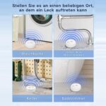 Zwei runde weisse Geevon Wassermelder mit Metallkontakten an der Unterseite