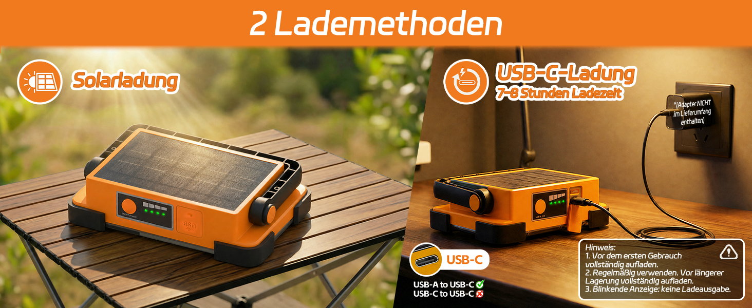 DANCINGBOAR U8CUP LED Baustrahler mit drehbarem Griff, Solarmodul und USB-Anschluss – Detail 3