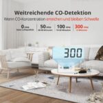 WISUALARM Kohlenmonoxid-Melder in Weiss mit LCD-Display und Testtaste