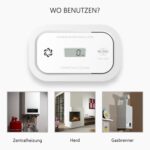 ELRO FC5003 Kohlenmonoxidmelder in Weiss mit LCD-Display an der Wand montiert