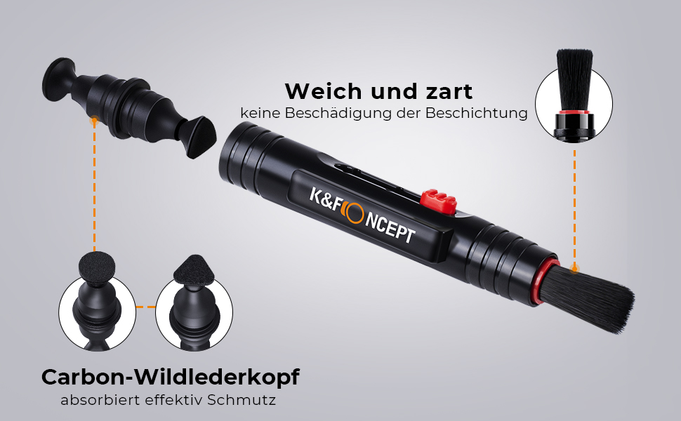K&F Concept 15-in-1 Kamera-Reinigungsset mit Blasebalg, Reinigungsstift, Reinigungsflüssigkeit und Mikrofasertüchern – Detail 3