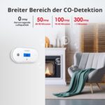 Wisualarm C06 Kohlenmonoxid-Melder mit blau hinterleuchtetem LCD, Temperatur- und Feuchteanzeige