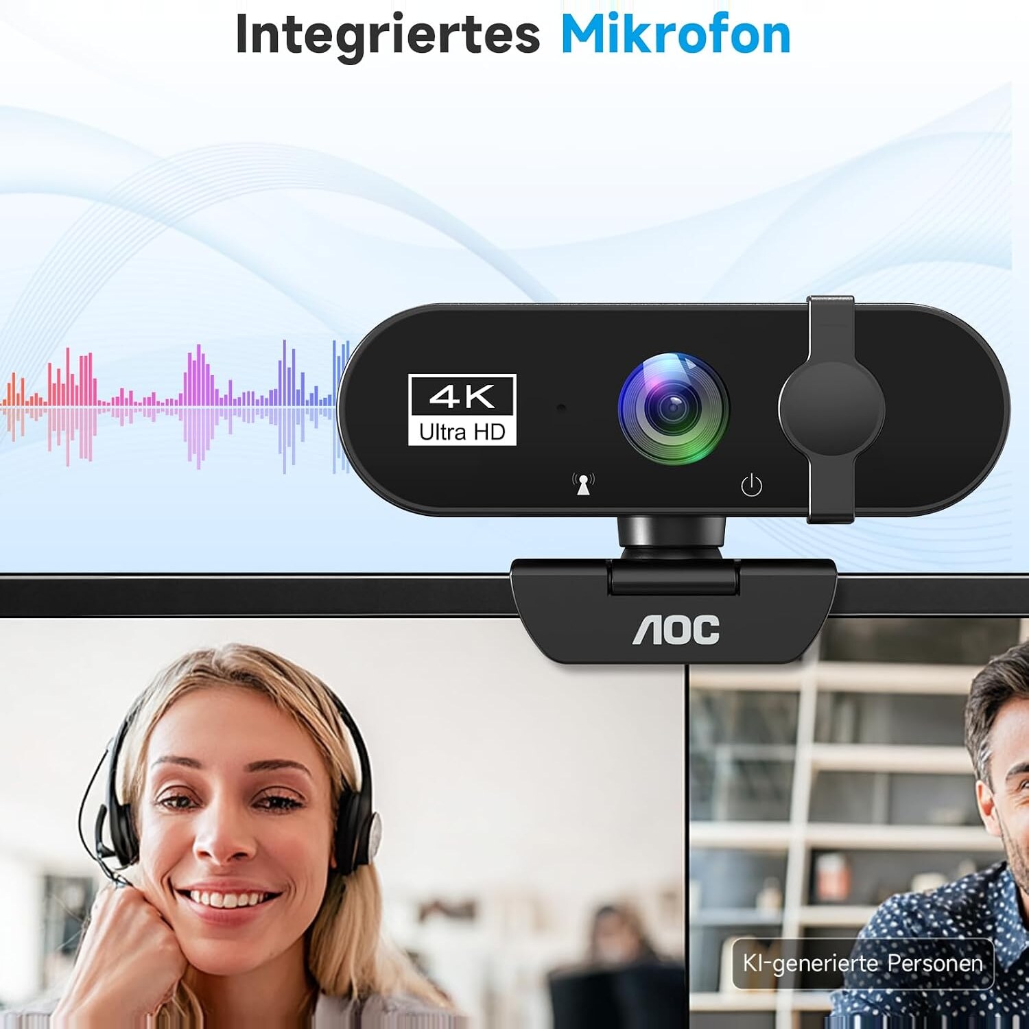Webcam mit Darstellung des eingebauten Mikrofons