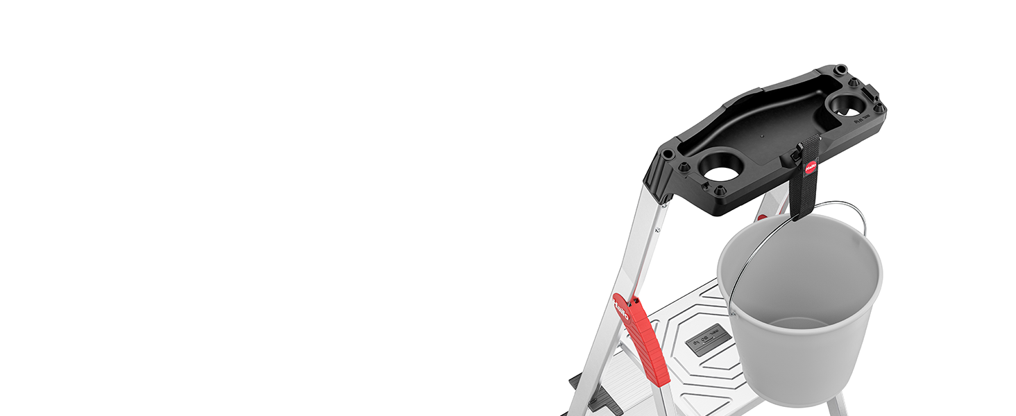 Hailo L80 ComfortLine Alu-Stehleiter mit drei XXL-Stufen, Plattform und Ablageschale – Detail 3