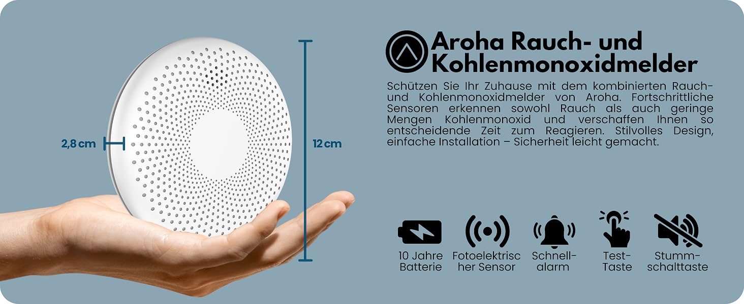 Zwei Aroha Safety Pro CS11 Kombimelder für Rauch und Kohlenmonoxid in Weiss – Detail 3