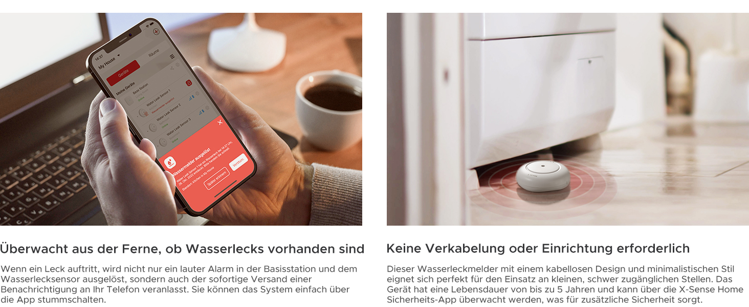 X-Sense SWS55 Wassermelder-Set mit vier Sensoren und Basisstation SBS50 – Detail 3