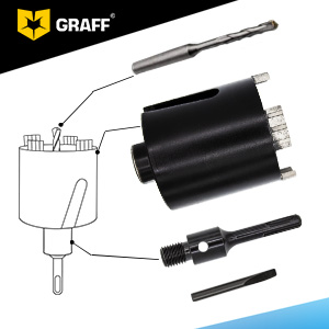 GRAFF Diamant-Bohrkrone 68 mm mit Zentrierbohrer und SDS-Plus-Adapter – Detail 3