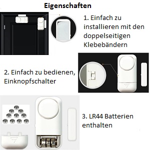 Selbstklebender Tür- und Fensteralarm mit Magnetstreifen am Fensterflügel – Detail 3