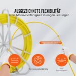 VEVOR Kabeleinziehspirale aus Glasfaser auf gelber Stahlhaspel mit Bremsgriff und Zugköpfen