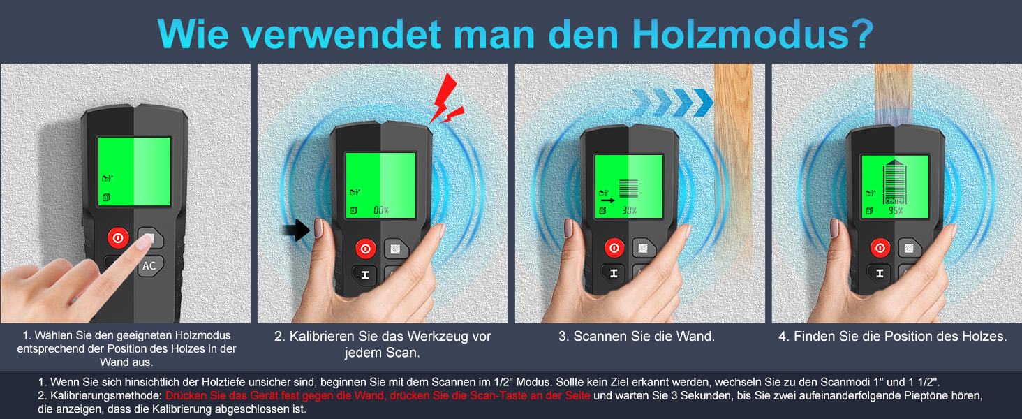 EXTSUD HLW-QB5 Wandscanner mit LCD-Anzeige für Holz, Metall und Leitungen – Detail 3