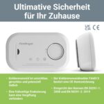 FireAngel FA6813 Kohlenmonoxidmelder in Weiss mit grosser Testtaste und roter CO-Anzeige